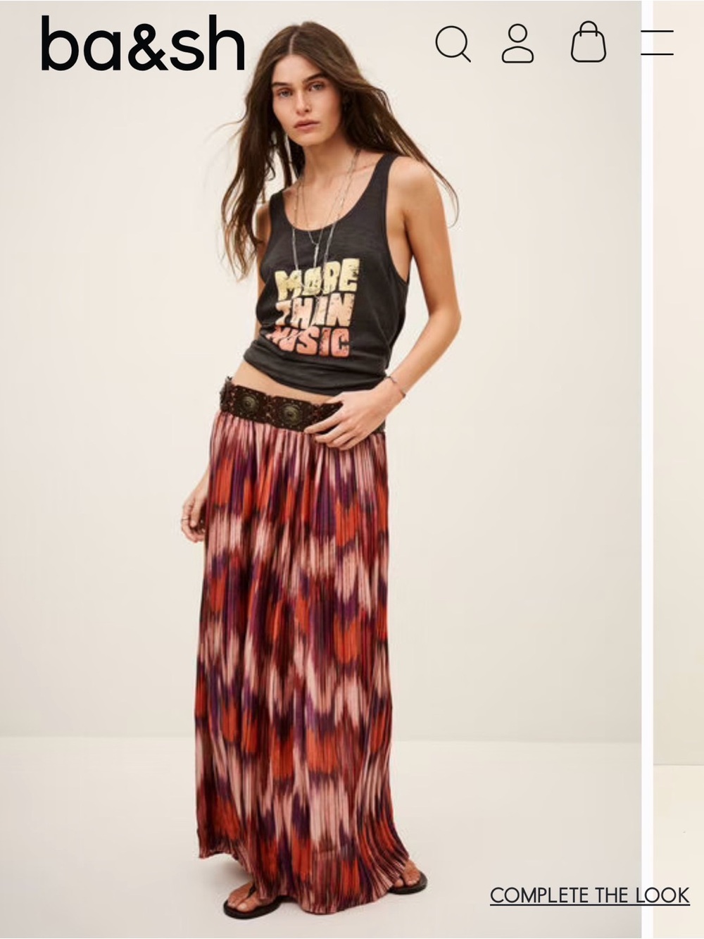 ba&sh ariette skirt Red orange Ikat Pleated Maxi Skirt